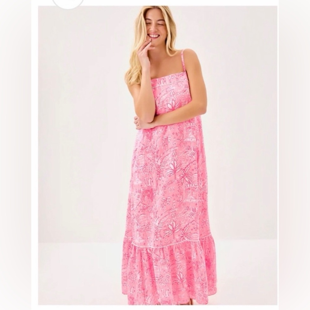 Like New Lilly Pulitzer Rozalie Linen Pink and white maxi dress- size 16 🩷 - Picture 16 of 16